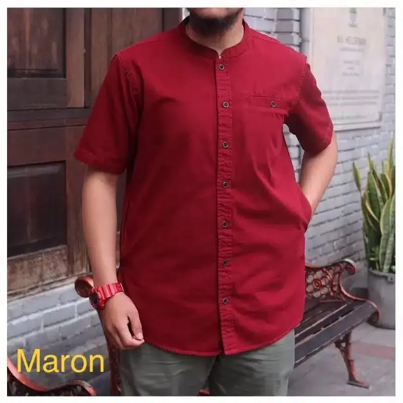 Baju Lebaran Pria Dewasa Koko Polos Lengan Pendek Terbaru 2025 Bahan Katun Toyobo Premium Koko Jumbo Terlaris - Warna Sawo 3