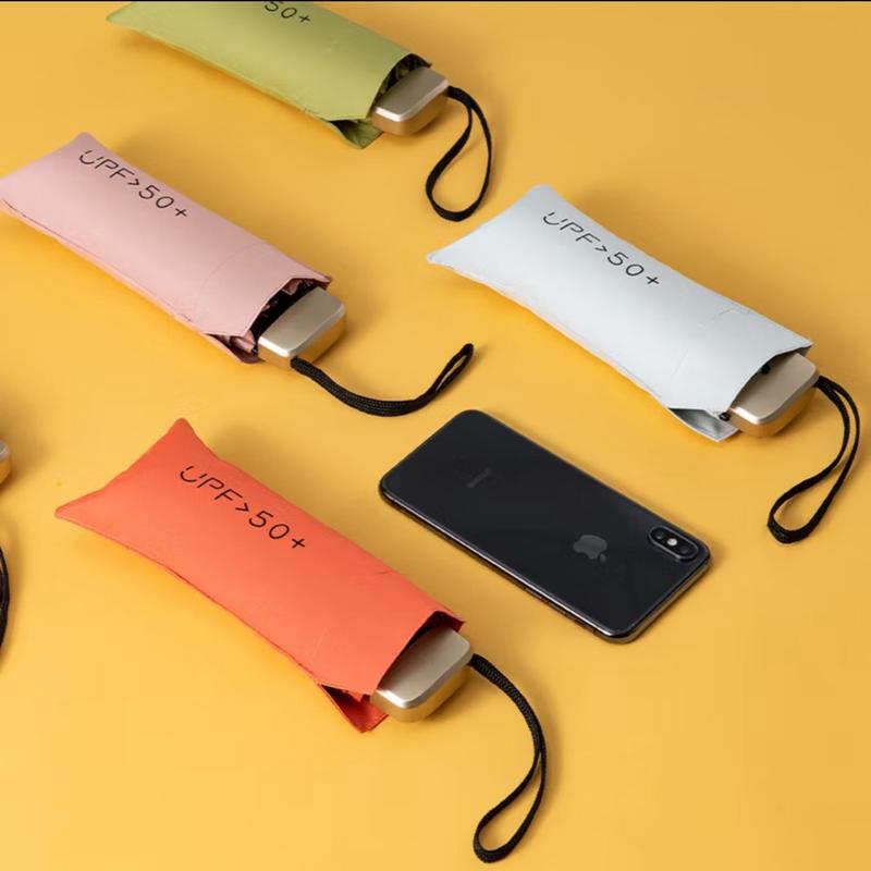 Payung Kapsul Gepeng Lipat Anti UV UPF 50+ Free Pouch Motif Polos Folding Umbrella Ultra Violet Payung Tabir Surya Hujan atau Panas 4