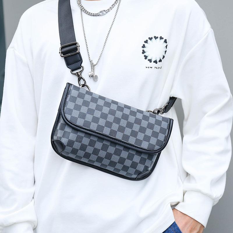 Product Introduction of PU leather Korean waterproof business casual unisex chest bag waist bag+Korean business automatic buckle PU leather belt+convenient short Korean wallet 33
