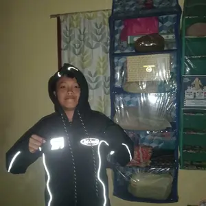 Hoodie Zipper Boxy Reflective Anak Usia 5-15 Tahun Sablon Polyflex Reflective Menyala