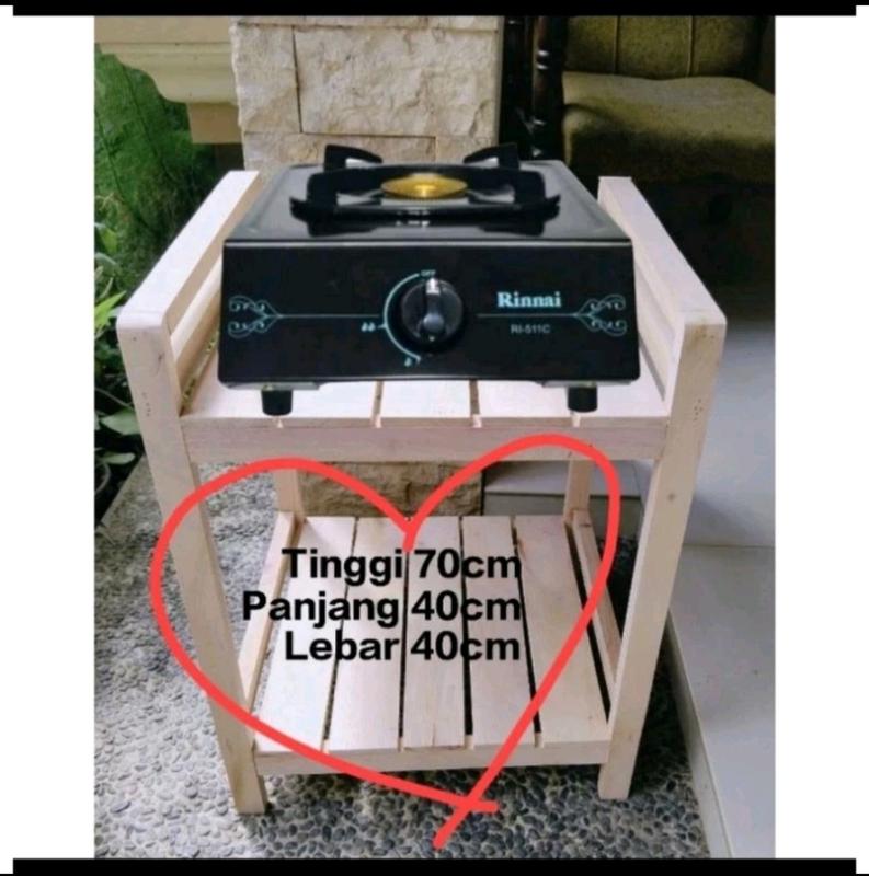Rak kompor 1 tungku rak kompor 70cm kayu kokoh Buah 2