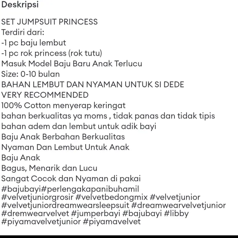 JUMPSUIT PRINCESS 0-10 bulan 5