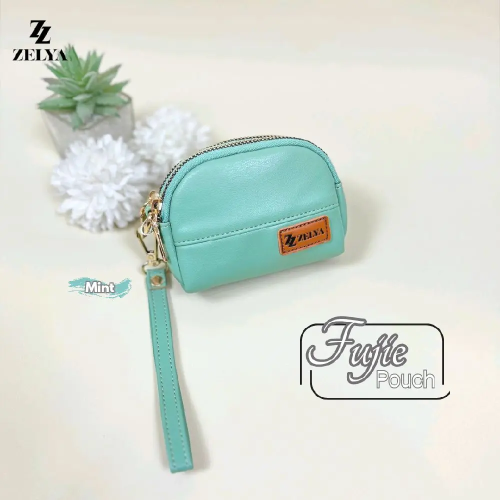 (ZELYA) FUJIE POUCH MINI BY ZELYA, Pouch Koin, Dompet koin kecil , Dompet 2 ruang, Dompet mini wanita Kulit Kartu