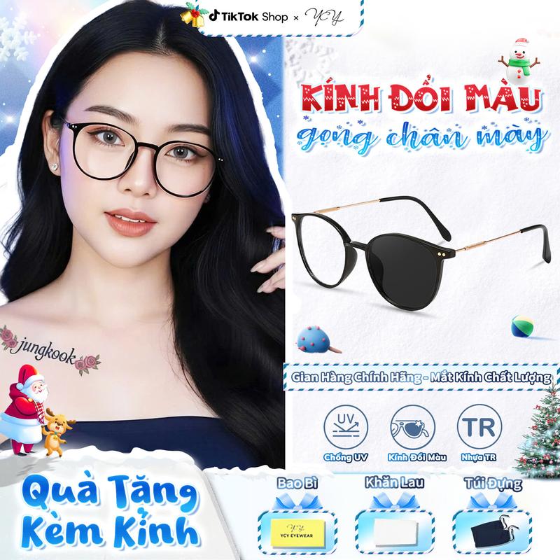 Mắt Kính Thời Trang TR Đổi Màu Hình Bầu Dục. Chống Nắng Đổi Màu Bảo Vệ Khi Đi Ngoài Trời Chống Tia UV Nhẹ Dẻo Bền. Mắt Kính Nữ Women