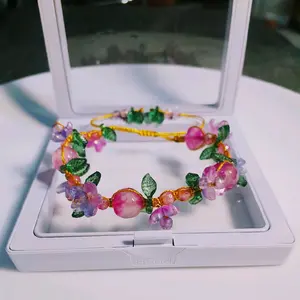 Clarancejewelry // a purple sapphire pink ruby lavender combination flower bracelet already has box