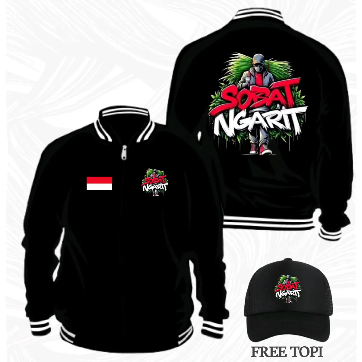 Jaket Baseball Pria Wanita Unisex SOBAT NGARIT V3 | Jaket Varsity Resleting Katun Flacee PREMIUM Bomber Casual Keren Distro