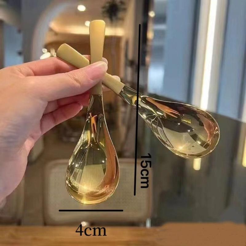 Thìa Súp, Đế Tròn, Mới, Thép Không Gỉ, Phụ Kiện Nhà Bếp, Dụng Cụ Nhà Bếp, Thìa Khuấy Gia Dụng, Thìa Tráng Miệng , 2