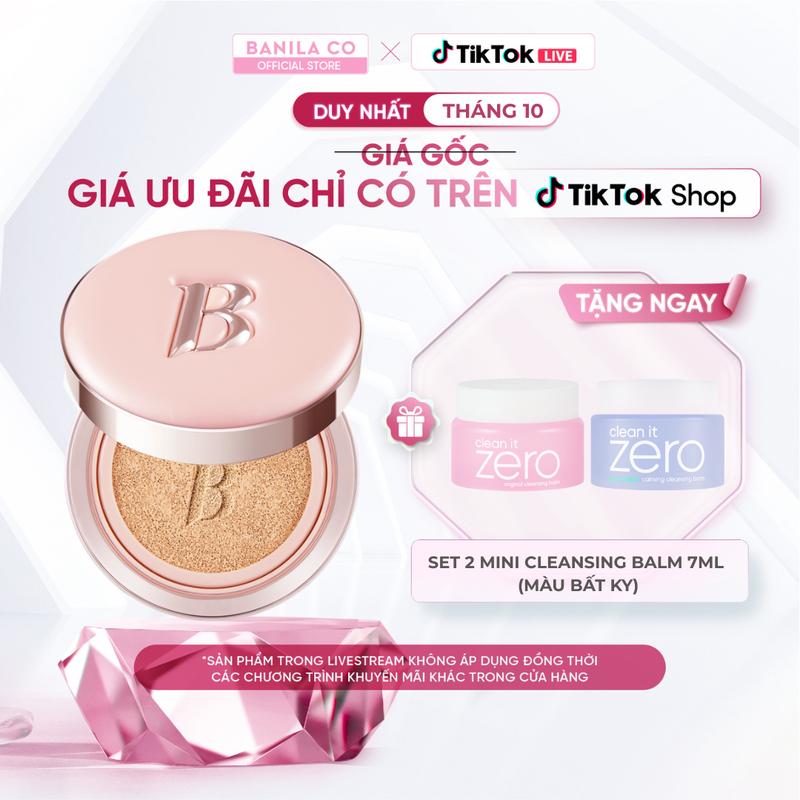 [LIVE] Phấn Nước Mỏng Mịn Trong Trẻo  Banila Co Essence Skin Pink Cushion SPF50+ Pa+++ Cho Lớp Nền Căng Bóng 12G