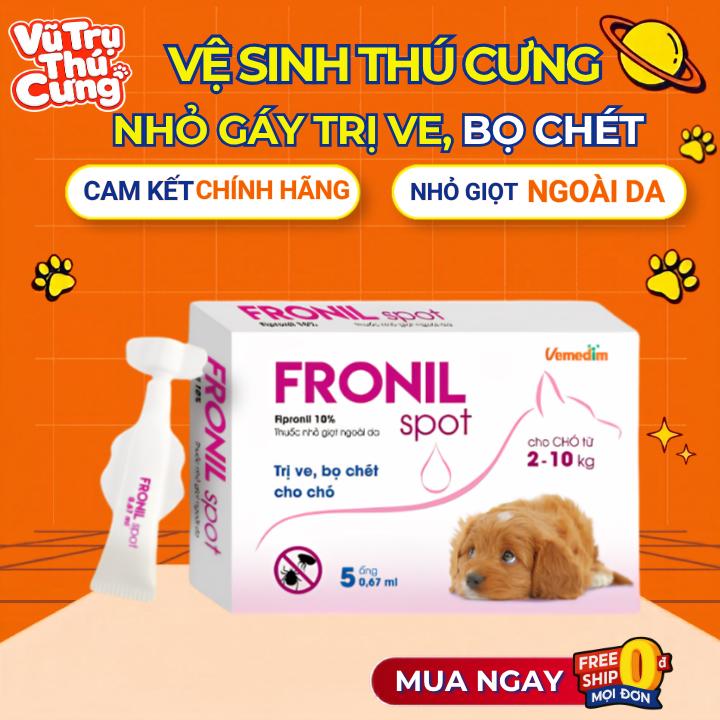 Fronil - Nhỏ Gáy Ve Rận Cho Chó Hộp 5 Tuýp Bảo Vệ Toàn Diện Chống Bọ Chét Muỗi Dành Cho Chó Từ 2 Tháng Tuổi Trở Lên