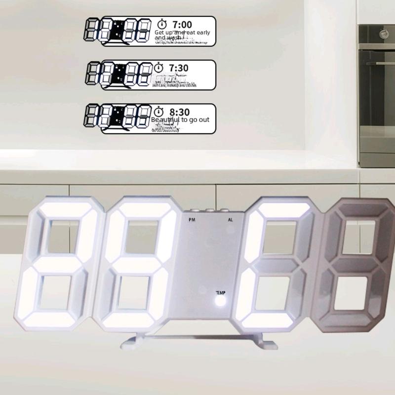 Jam smart LED meja dan dingding Hadiah Jam Dinding 3D 7