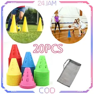 5warna * 4pcs Cone Sepatu Roda Dengan Tas Cone Kerucut Marker Kerucut Latihan Bola Marker Cone