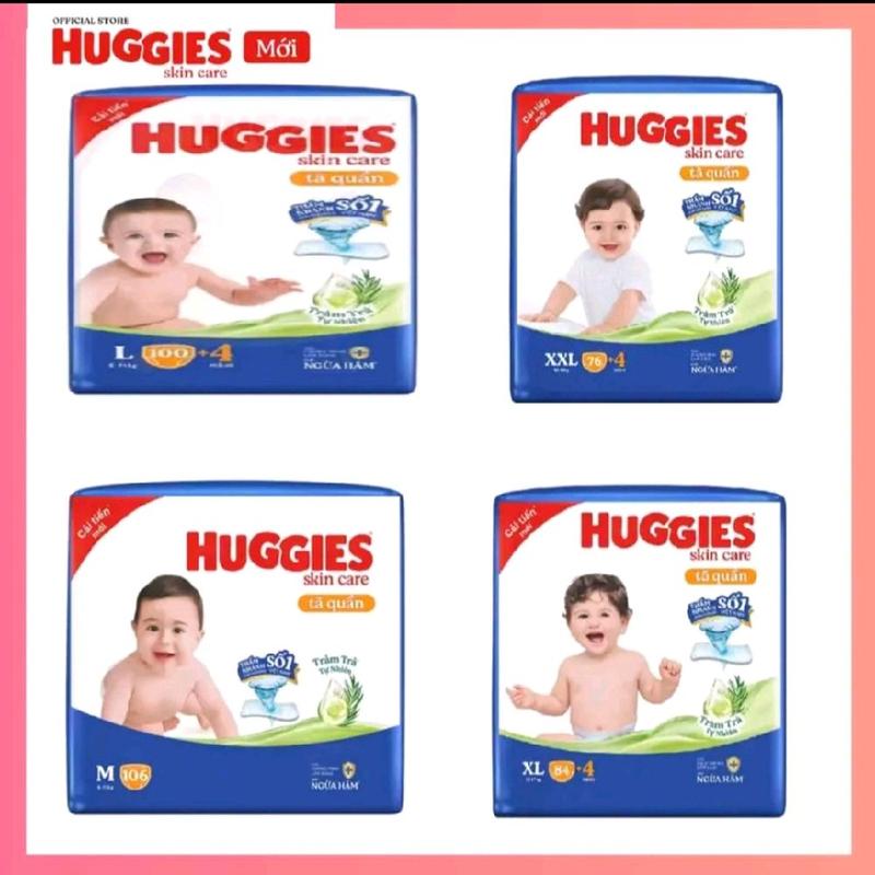 Tã quần tốt cho bé Huggies M106 / L104 / Xl88 / xxL80 jumbo mẫu mới dày 5mml bề mặt tã 4D miềm êm, bỉm thấm hút ban đêm tiết kiệm nhiều miếng
