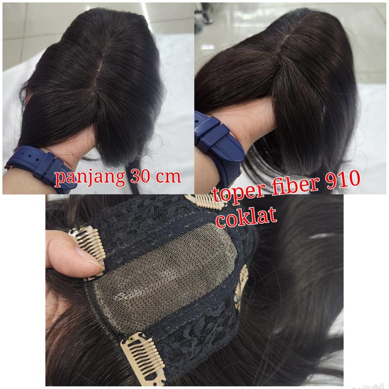 Wig Toupee Wanita Bahan Fiber Hand Made Penutup Botak TB 910 1