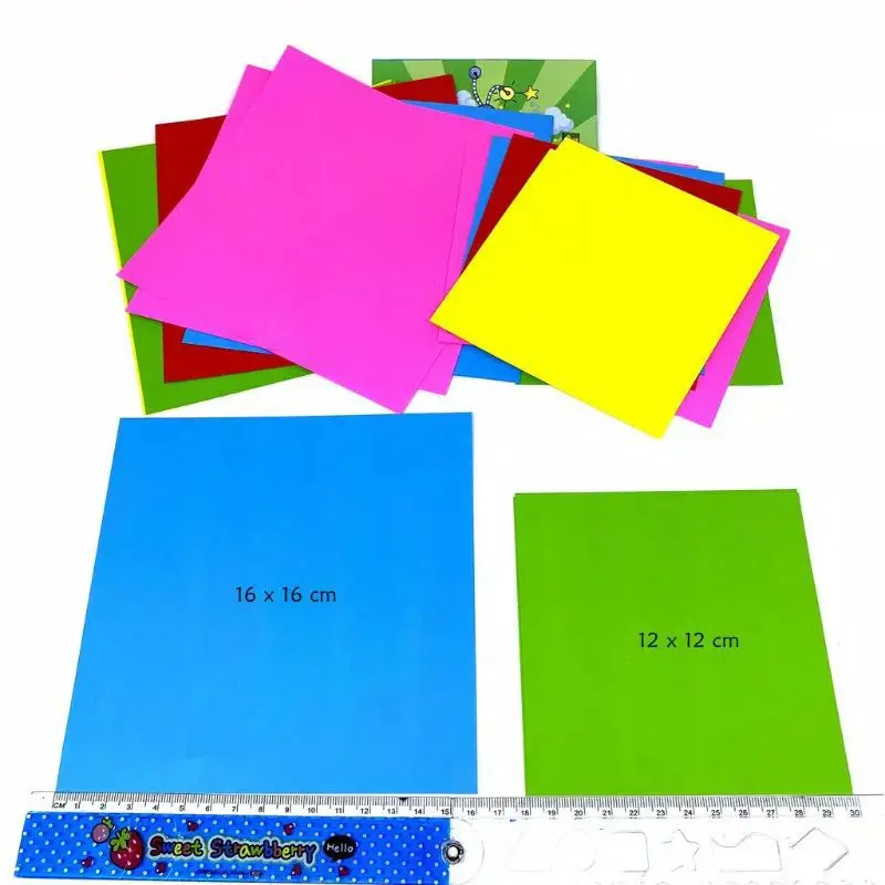 10 Pack ORIGAMI Forte double face flourescent/kertas Lipat Bolak Balik Warna Sama/Kertas Kerajinan Tangan/Kertas Origami 2
