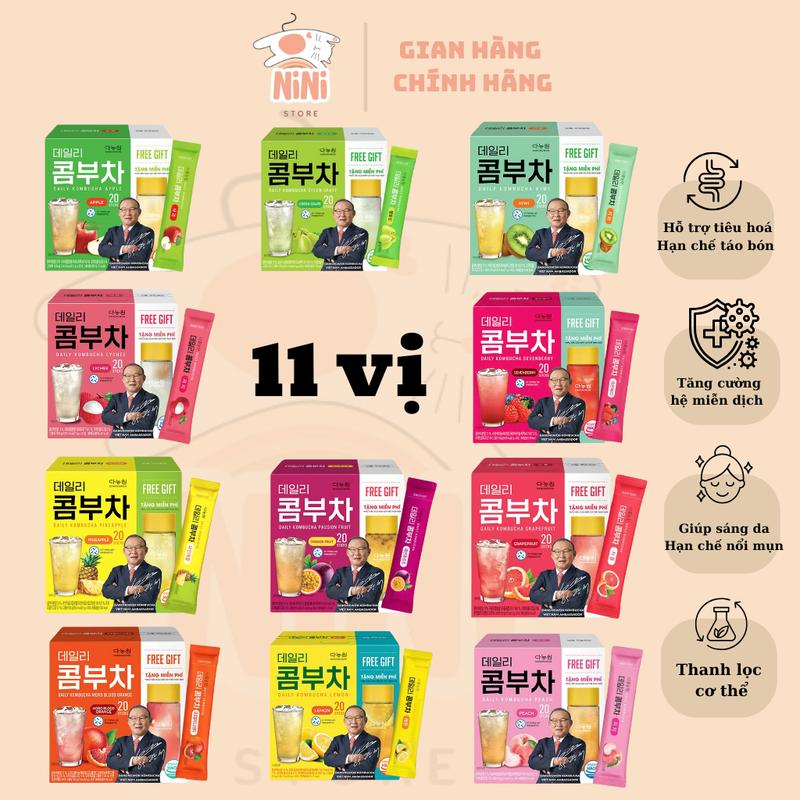 TẶNG KÈM QUÀ Trà Kombucha Danongwon Hàn Quốc Chính Hãng Hỗ Trợ Detox Cơ Thể Hỗ Trợ Tiêu Hoá Tăng Cường Hệ Miễn Dịch Hộp 20 Gói x 5g Được Tặng Kèm Bình Nước Trà Tea Chè