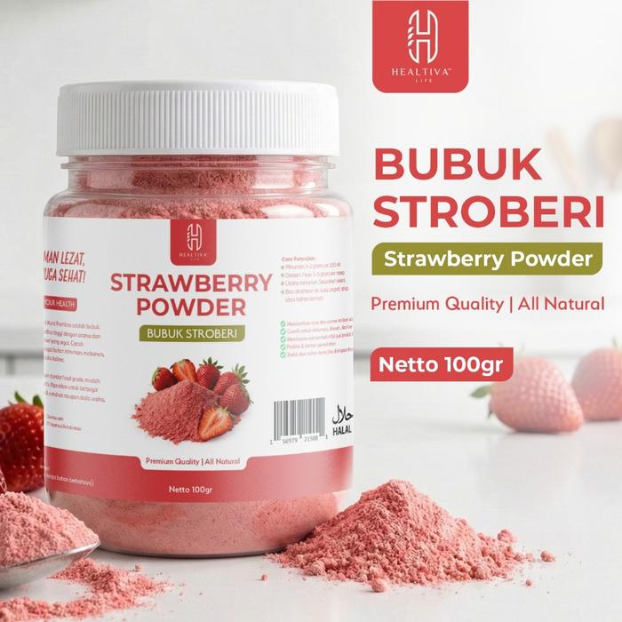 Gambar HEALTIVA Strawberry Powder Bubuk Stroberi 100gr Minuman Dessert Smoothie Topping Premium dari HEALTIVA Kota Tangerang Selatan Tokopedia