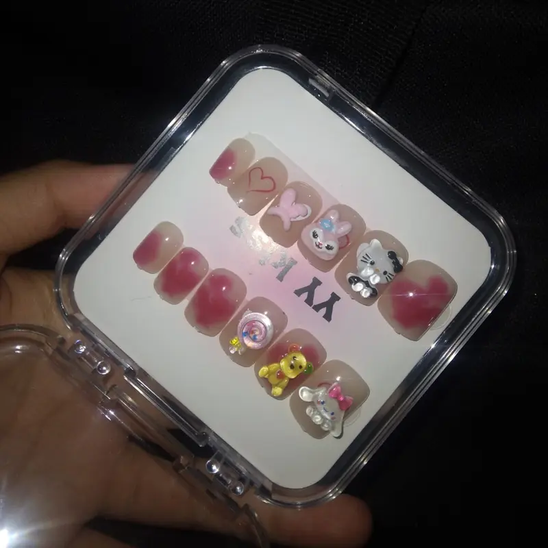 fake nails untuk anak kecil lucu dan menggemaskan  gratis lem tempel 1