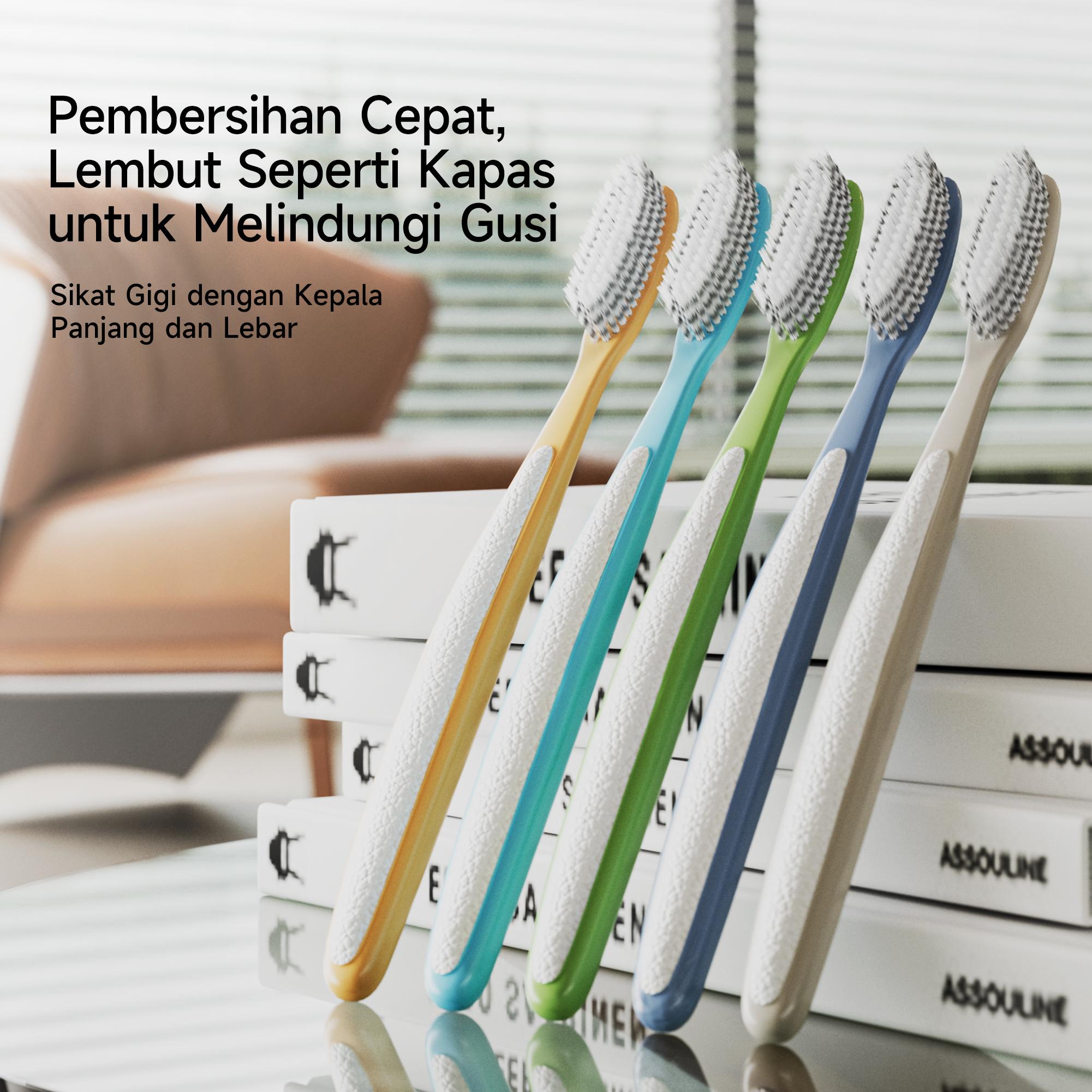 Sikat Gigi Dengan Kepala Panjang dan Lebar Ideal untuk Bepergian Pembersihan Cepat Lembut Seperti Kapas untuk Melindungi Gusi  toothbrush sikat gigi travel kit