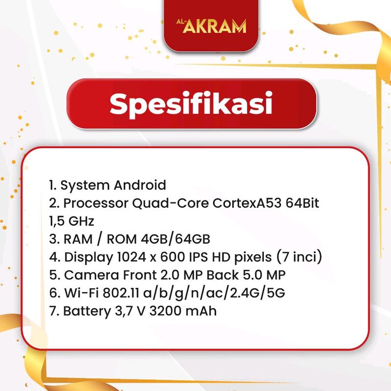 Q-TAB Quran Tablet Anak New Produk Al-Akram Bergaransi 1 Tahun Edukasi Islami Belajar Game Kids Toy 6