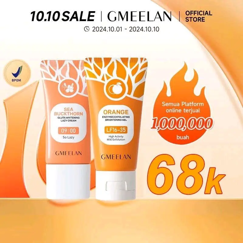 GMEELAN 2pcs New upgraded model Orange Exfoliating Gel Face Eksfoliasi Wajah + Day Cream Set Pemutih Wajah Skincare kit