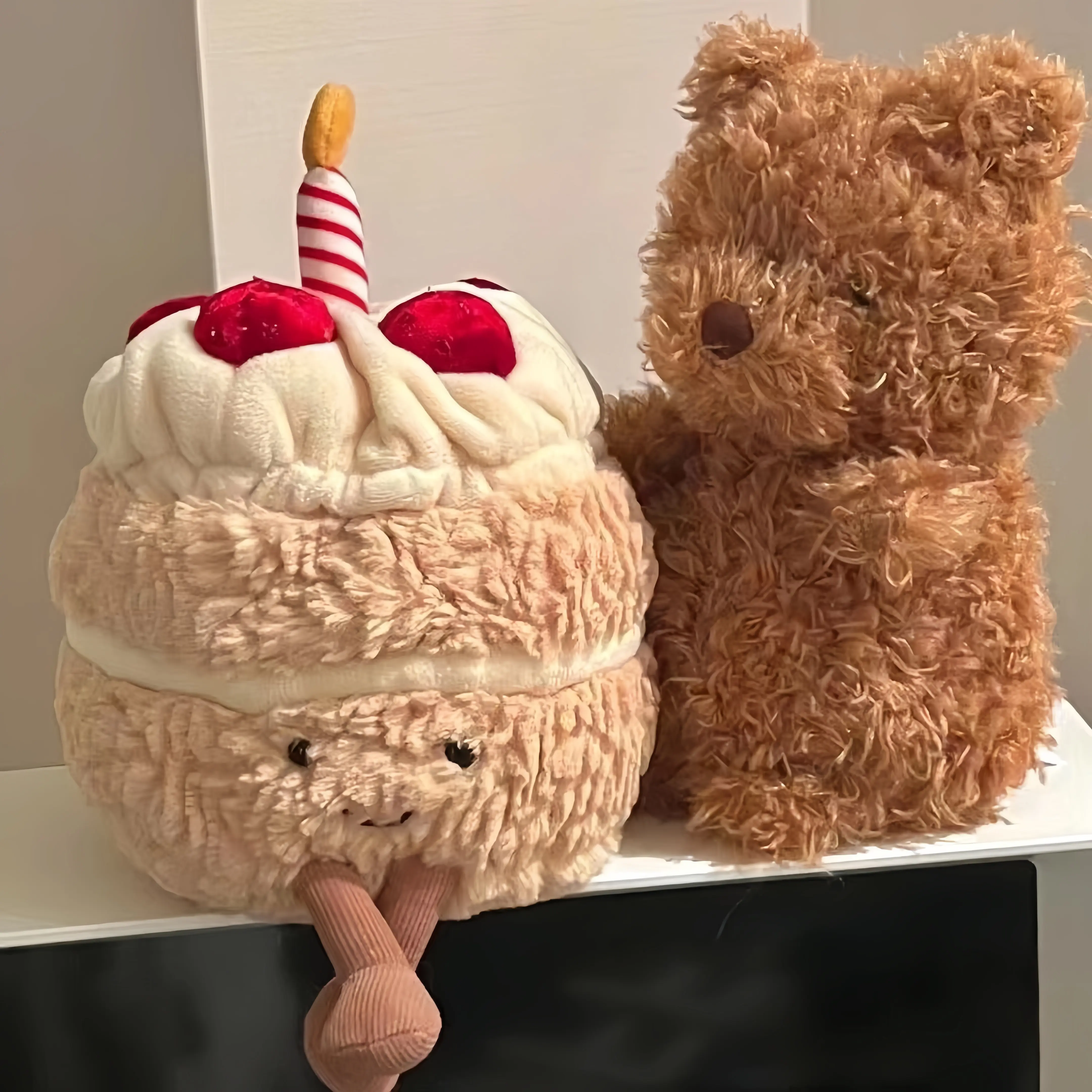 Cute Birthday Cake Plush Toy Soft Pillow for Kids Fun Gift Stuffed Animal Food Plushies in