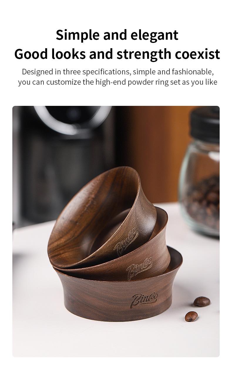 Product Introduction of BINCOO Walnut Magnetic Coffee Powder Catcher Coffee Machine Handle Anti-flying Powder Catcher 51/53/58MM 3