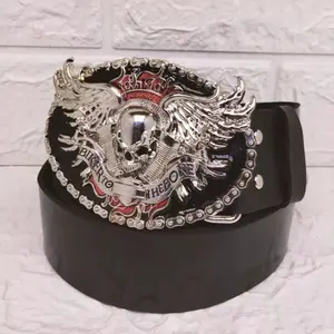 IKAT PINGGANG PRIA KULIT / IKAT PINGGANG PRIA KULIT KEPALA BESI MOTIF TENGKORAK