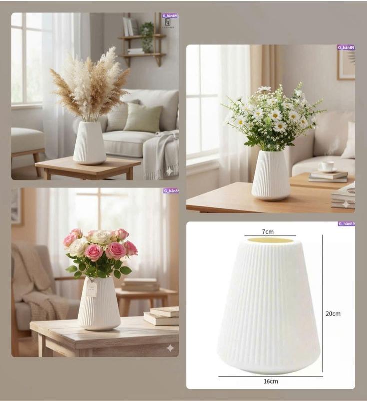 Bình Hoa Nhựa Đen 30cm, Lọ Hoa Gân Sọc Cao Cấp Decor Bàn, Trang Trí Nhà Cửa,…