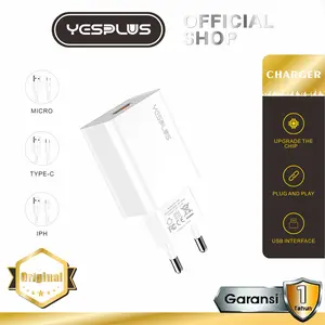 YESPLUS Charger YS-1116 dengan Kabel Data Micro, Type C, dan Lightning 1 Meter Pengisian Cepat Cable