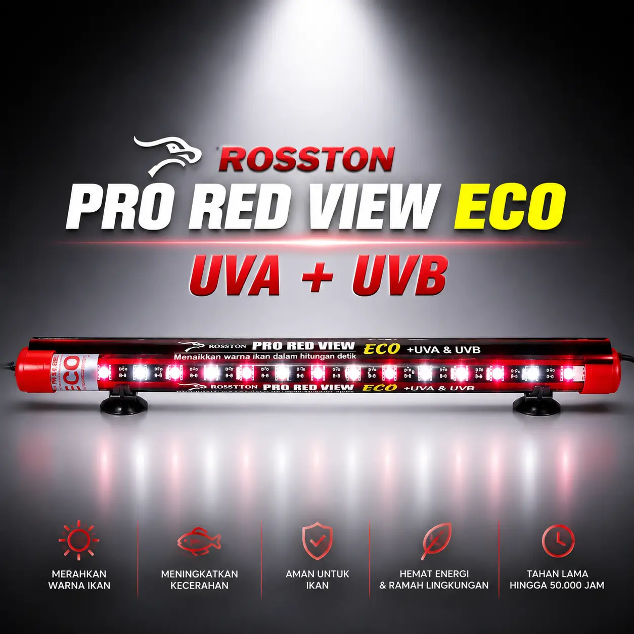 LAMPU YMN DAN ROSSTON PRO RED ECO UVA UVB LAMPU JAHAT MERK ROSSTON 1 MODE