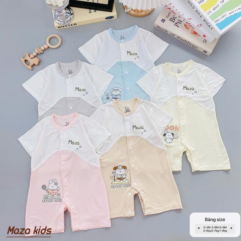 Bộ đồ liền thân cho bé sơ sinh vải petit tăm tre mềm mịn mát áo liền quần bé trai bé gái 0-9 tháng _ BD138