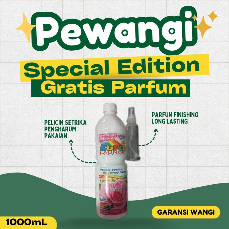 pelicin pewangi pengharum pakaian parfum laundry setrika SUPER LAUNDRY FREE PARFUM PAKAIAN aroma mawar super laundry loundry mawar kuning mawar merah mawar hitam Plastik 3
