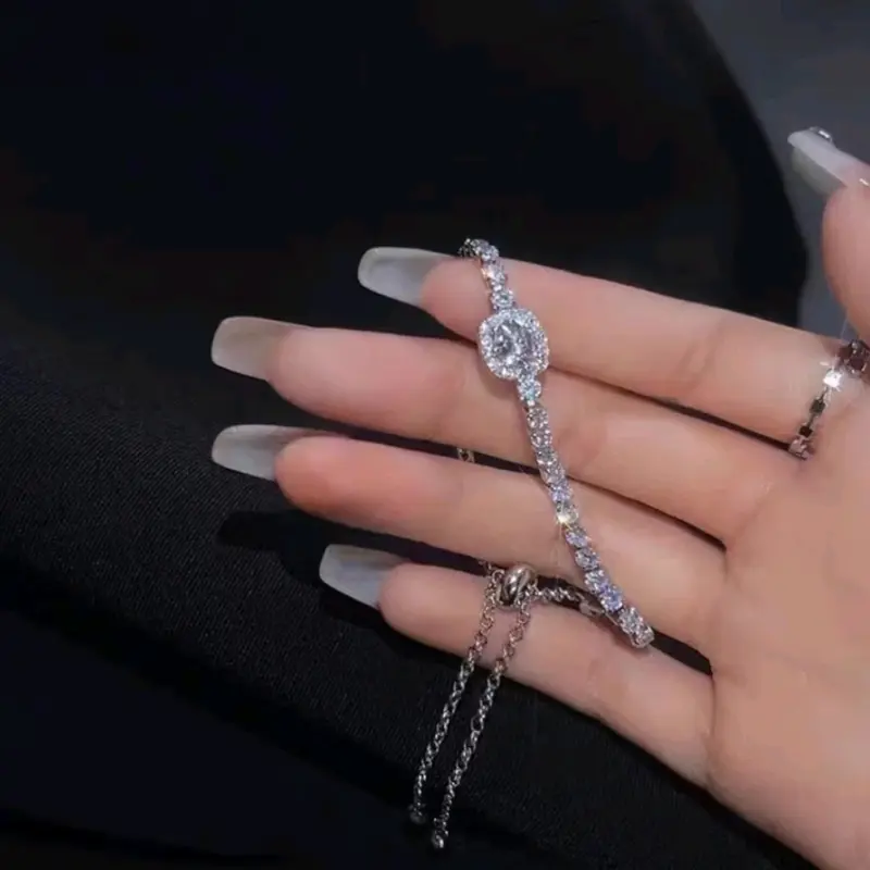 Gelang Serut Berlian Emas Putih Wanita Anti Karat Mewah Perhiyasan Mewah Bracelets 5