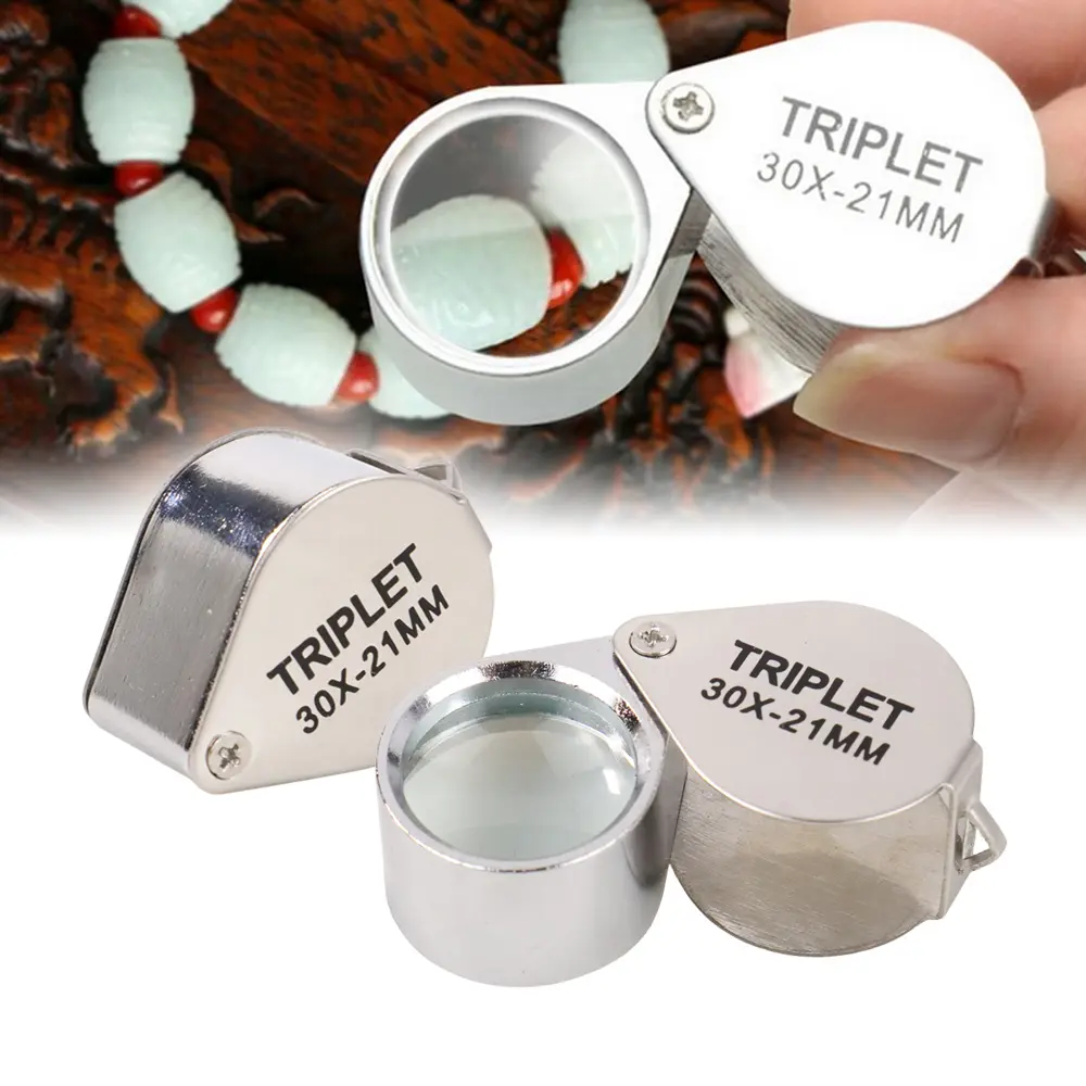 Kaca Pembesar Servis Elektronik Perhiasan 30X Handheld Magnifying Glass Lup Jewelers 21mm