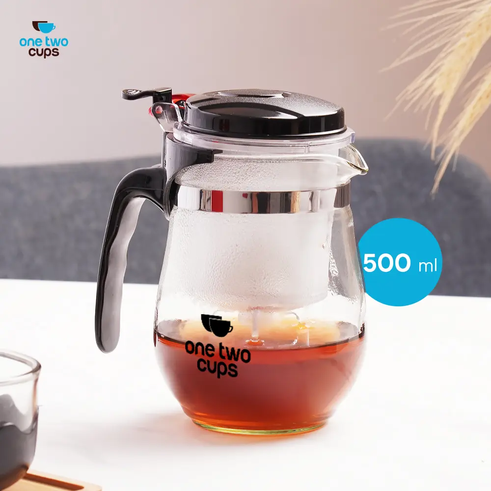 One Two Cups Teko Teh Kaca Borosilikat Saringan Tahan Panas Teapot - TP-758