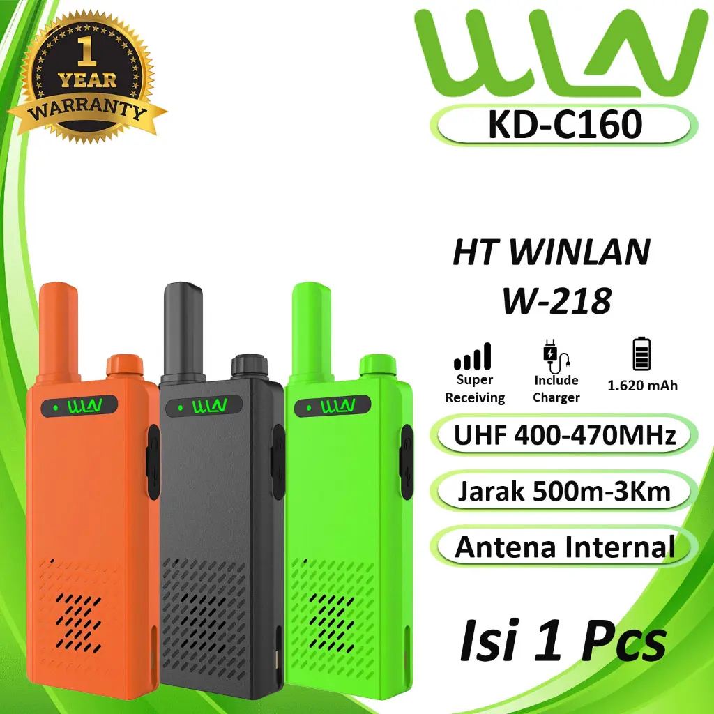 HT WLN W-218 (KD-C160) - ISI 1 PCS (HITAM  HIJAU  ORANGE  KUNING)