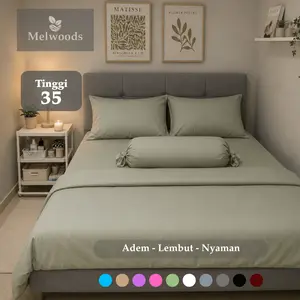 TINGGI 35CM [MURAH] SPREI POLOS PREMIUM | BED SHEET | BONUS SARUNG BANTAL DAN GULING | UKURAN 90x200 100x200 120x200 140x200 160x200 180x200 200x200