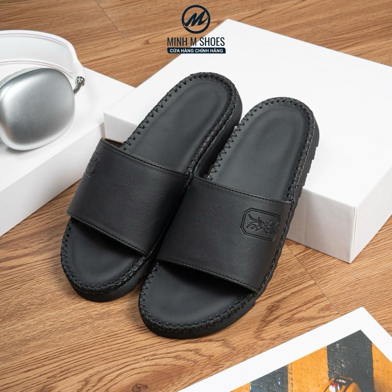 Minh M Shoes - Dép Nam Quai Da Cao Cấp Bản Quai Khâu Liền Đế - Logo Bò Rừng Đế Cao Su Dẻo Răng Cưa Chống Trơn Trượt