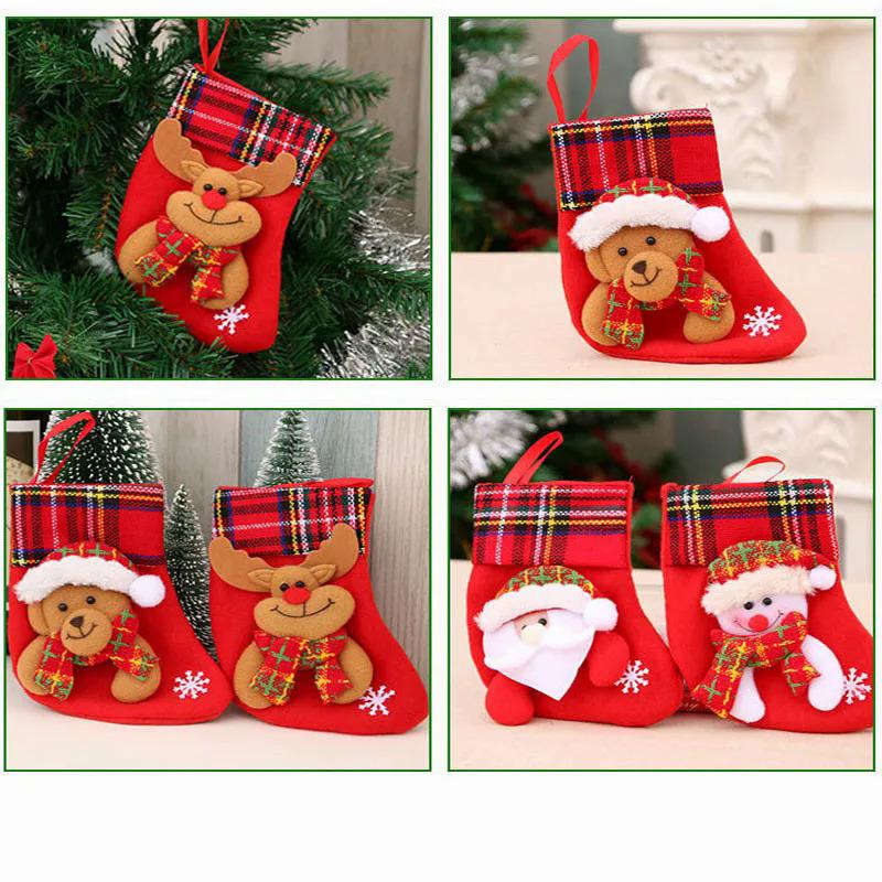 Product Introduction of New Christmas Stockings Christmas Tree Decoration Ornaments Pendant Small Boots Children New Year Santa Claus Gift Socks 20