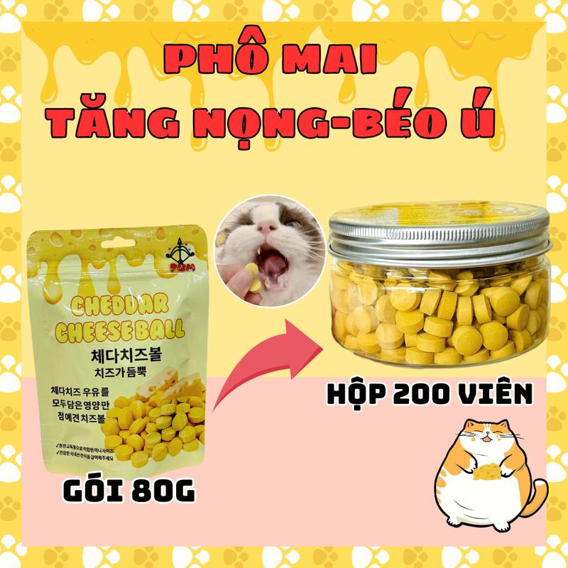 Phô mai Cheese Ball nhập khẩu hỗ trợ tiêu hóa tăng nọng giúp chó mèo béo ú thơm ngon phô mai