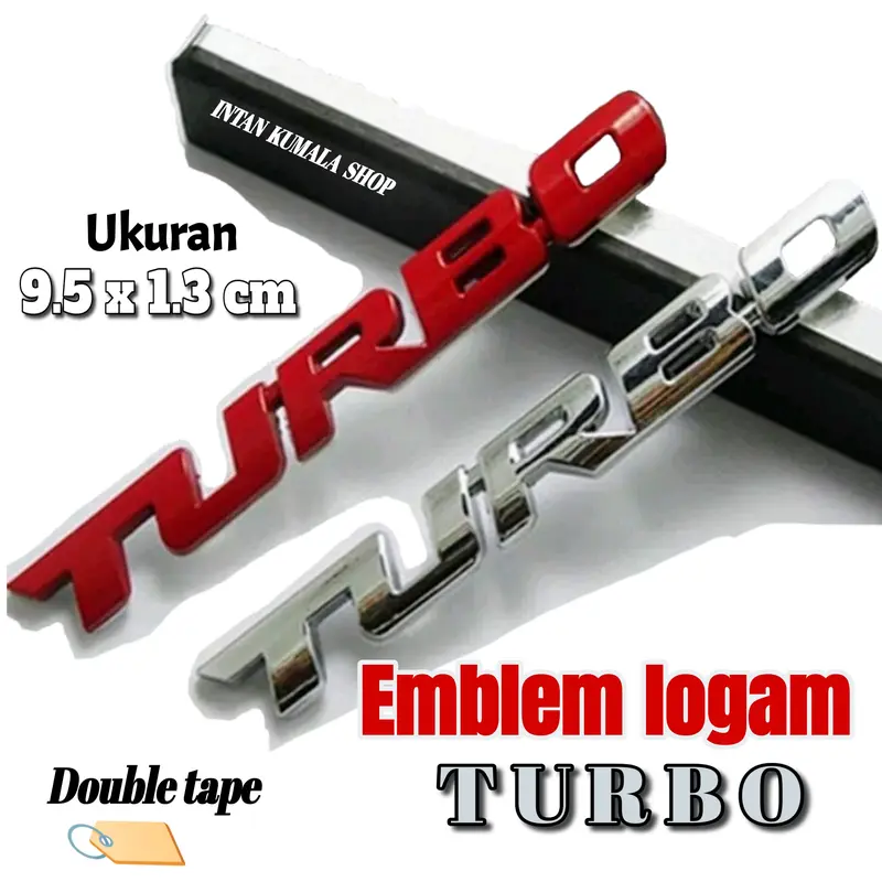 Emblem full logam tulisan turbo mobil/motor Car Kendaraan 0