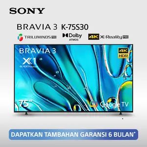 Sony | BRAVIA 3 75 Inch TV | 4K HDR Processor X1 | 4K Ultra HD | HDR | Smart TV (Google TV) | 2024 Model | K-75S30