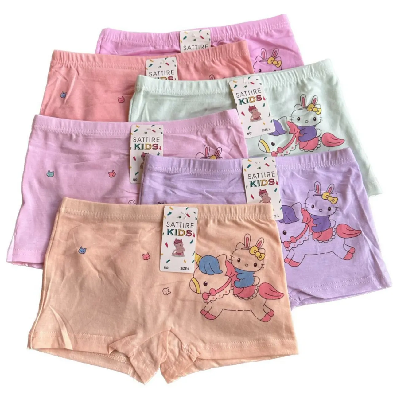 Paket 6 dan 12 Pcs Celana Boxer Anak Perempuan Sattire Lembut Nyaman - Motif, Fashion
