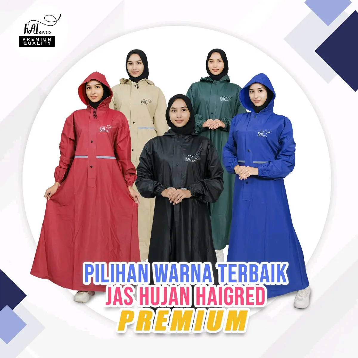 Jas Hujan Gamis Haigred Terbaik/Termurah/Warna Lengkap Bahan pvc 0,25 Anti Bocor/Rembes dan Badai