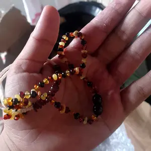 Amber Buddy | XR42M2  Kalung & Gelang Bayi Baltic Amber Multicolour Black Glossy - 32cm & 14cm