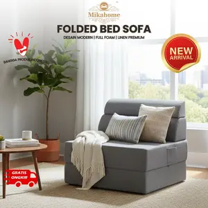 MikaHome Sofabed Multifungsi Bisa dijadikan Sofa Single Seat dan Tempat Tidur  Sofa Minimalis Full Foam Empuk  Bahan Linen Yang Lembut Nyaman Digunakan Cocok Untuk Ruang TV, Kamar Tidur, dan Ruang Tamu Kain Bisa Di Cuci