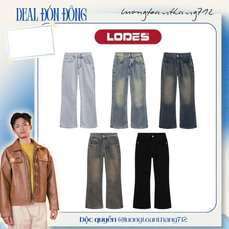 ĐỘC QUYỀN LTT Quần Jean Nam Ống Loe LODES CLUB- Bản Màu Retrol Chất Denim Wash Mềm Mại,Tôn Dáng