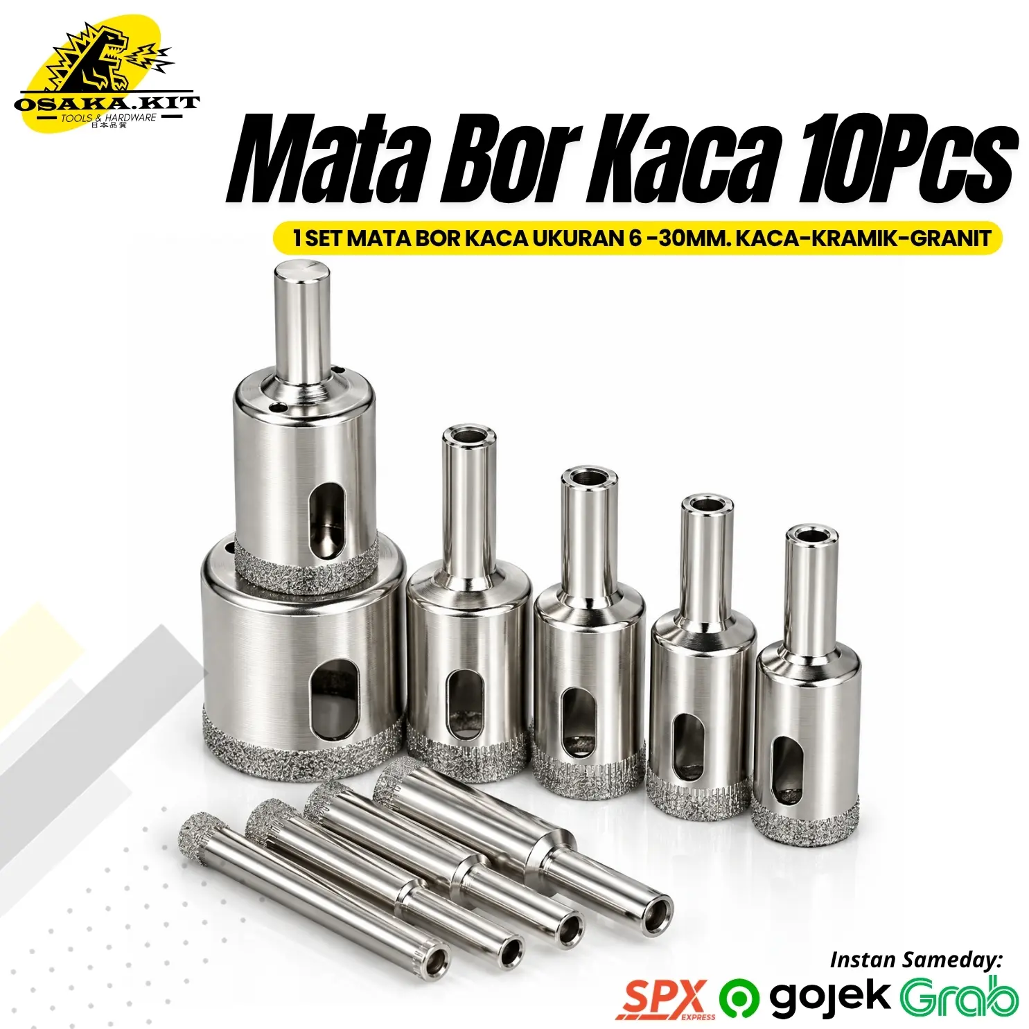 10PCS Mata Bor Kaca Keramik Granit Marmer Batu Porselen Diamond HSS Hole saw Pelubang/Mata Bor Keramik Dan Granit 8mm - 30mm