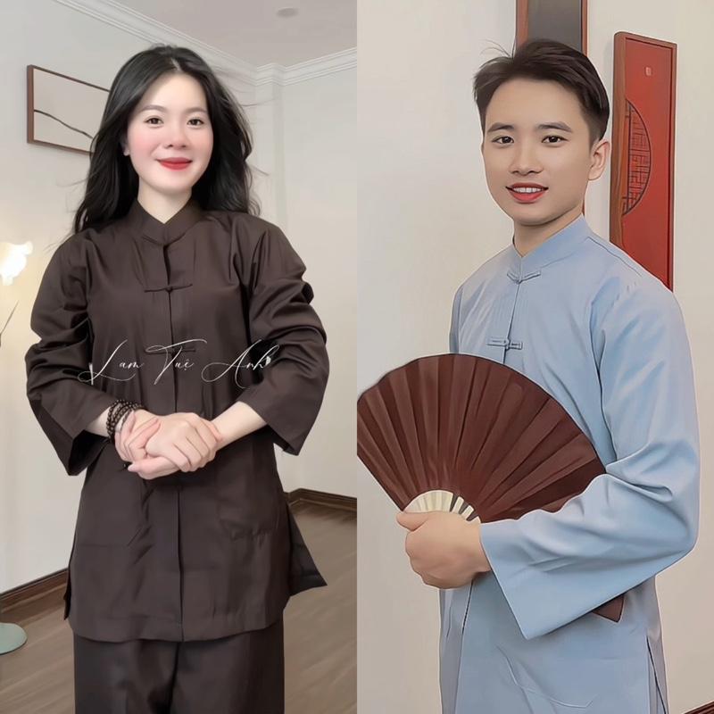 Pháp phục đồ lam đi chùa truyền thống nam nữ đều mặc được vải kate mềm