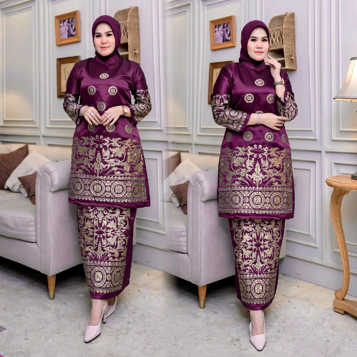 Nurleyla series (setelan kurung bordir satin bridal )